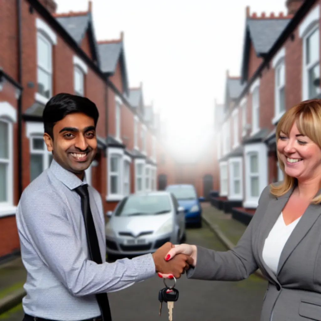 Smiling investor receiving property keys, representing a successful investment outcome.
